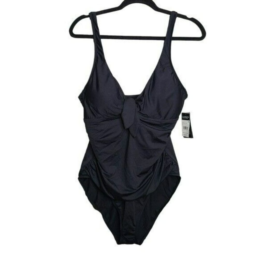 Lauren Ralph Lauren Black One Piece Swimsuit Swimwear New With Tags Size 16